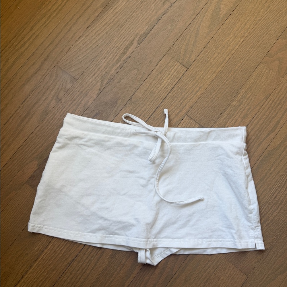 Edikted White Drawstring Mini Skort Shorts